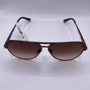 Quay Open Tab Chocolate Frame Brown Fawn Lens Aviator Sunglasses  63-12-145 NWT